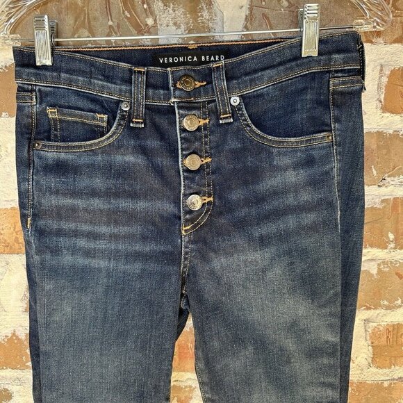 Veronica Beard Blue Jeans Crop Carolyn Baby Boot High Rise‎ Women's Size 25 - Picture 2 of 15